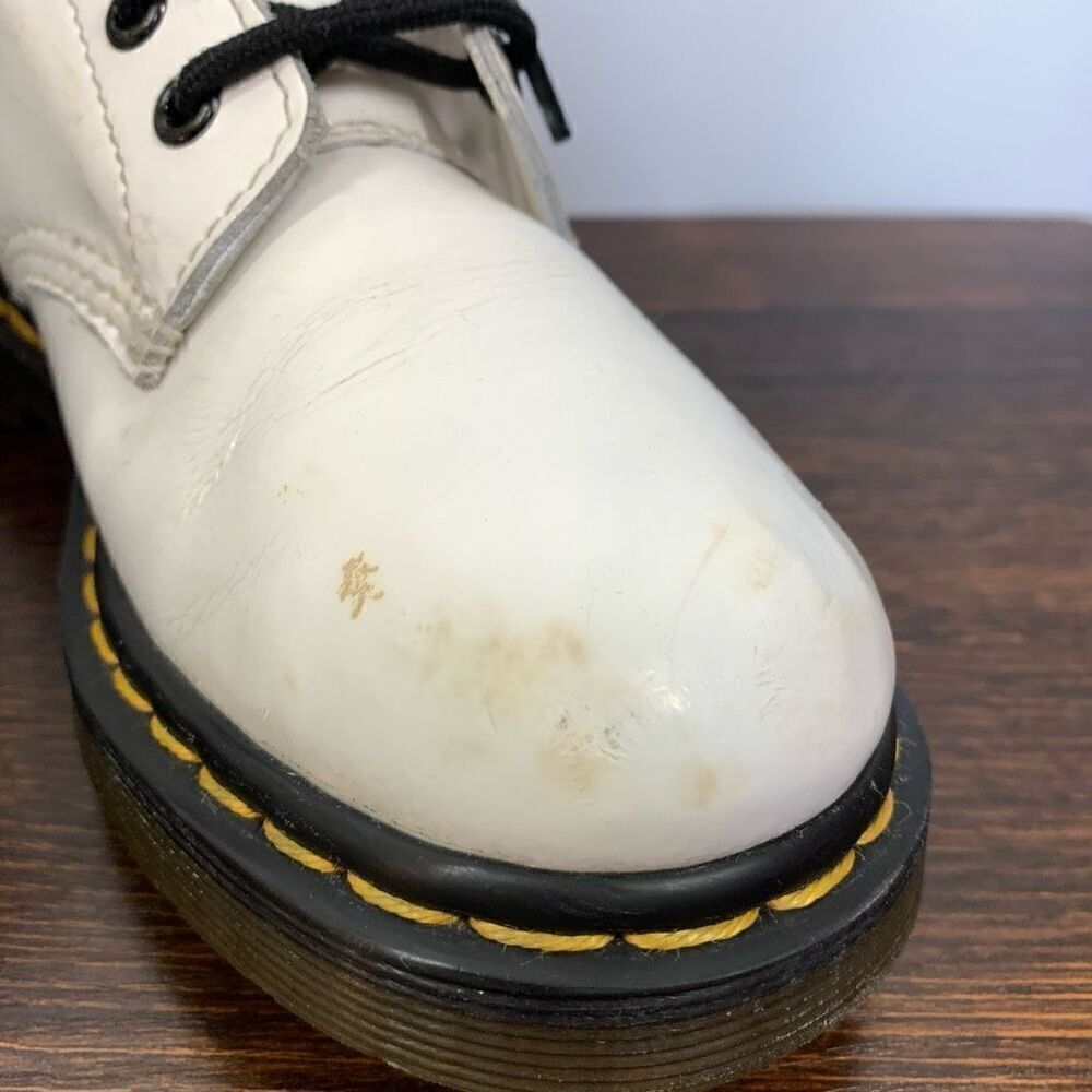 Dr Martens Women's Lace Up Block Heel Ankle Combat Boots White Black Size 6 - Picture 3 of 12